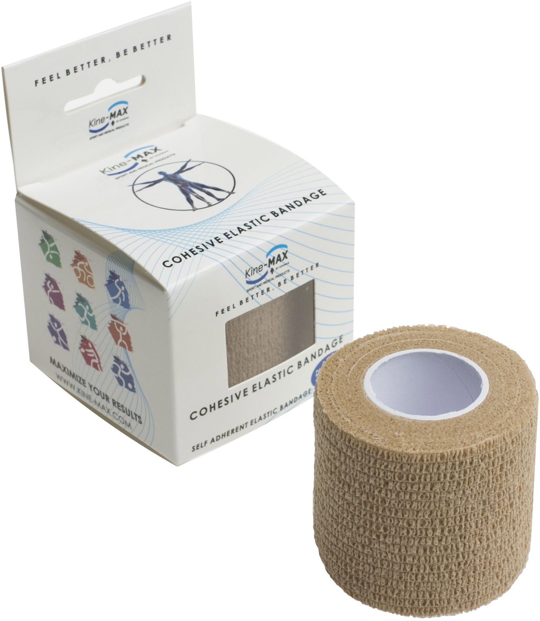 Kine-MAX  Cohesive Elastic Bandage 5 cm  ×  4,5 m, bézs Kötszer
