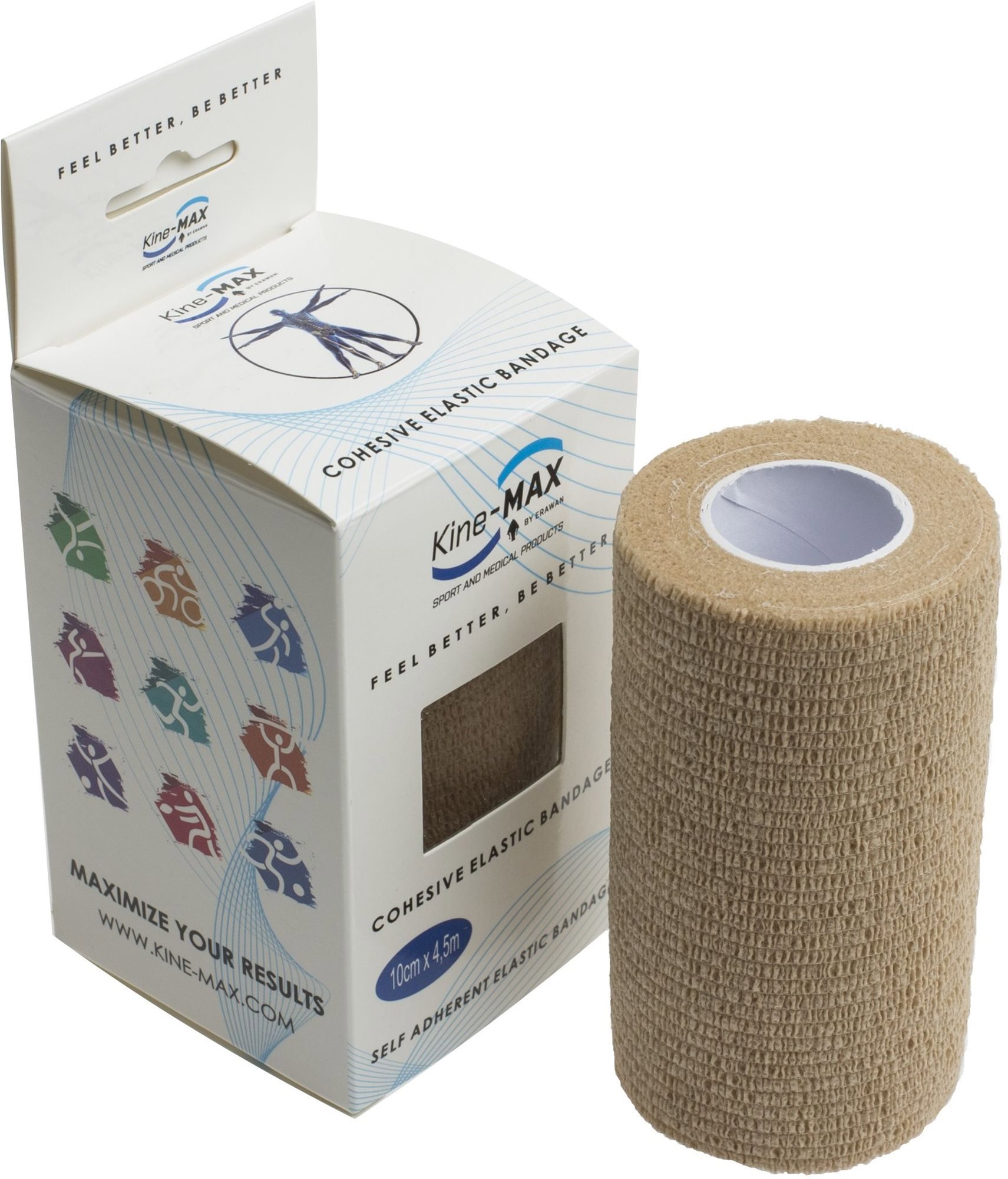 Kine-MAX Cohesive Elastic Bandage 10 cm × 4,5 m, testszínű Kötszer