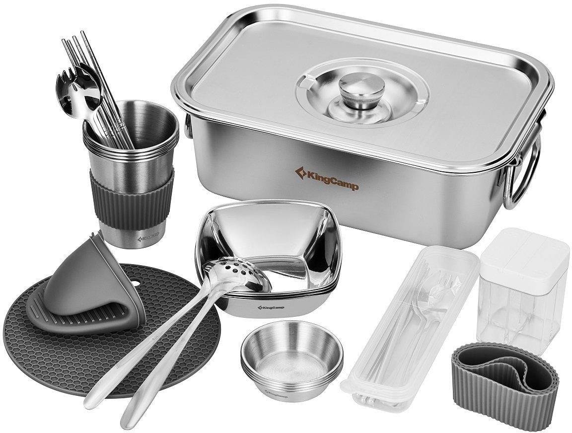 KingCamp 4 People Stainless Steel Hot Pot Set Kempingový riad