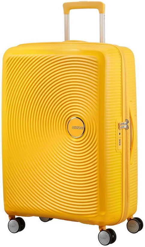 American Tourister Soundbox Spinner 77 EXP Golden Yellow Cestovný...