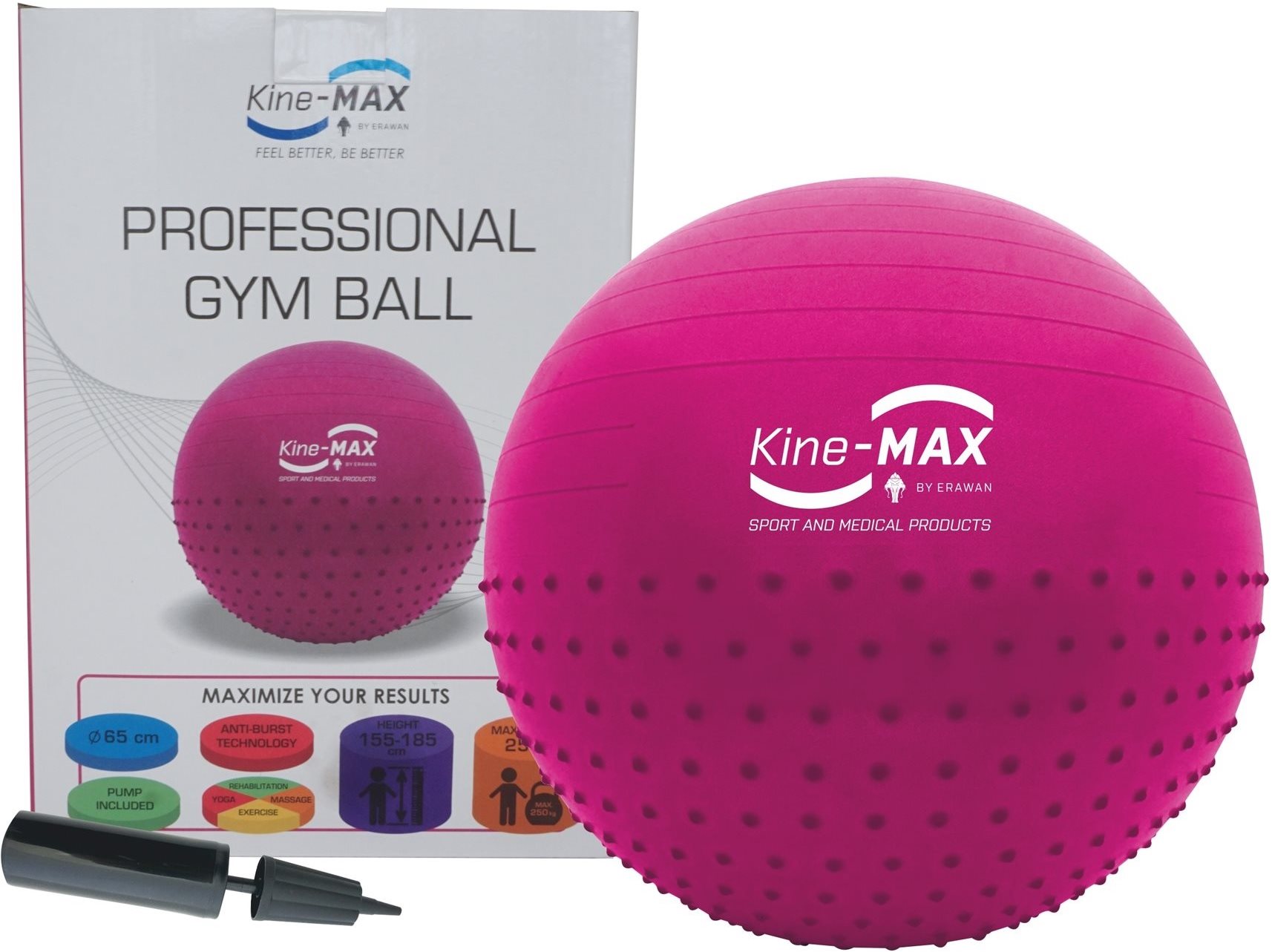 Kine-MAX Professional GYM Ball – ružový Fitlopta