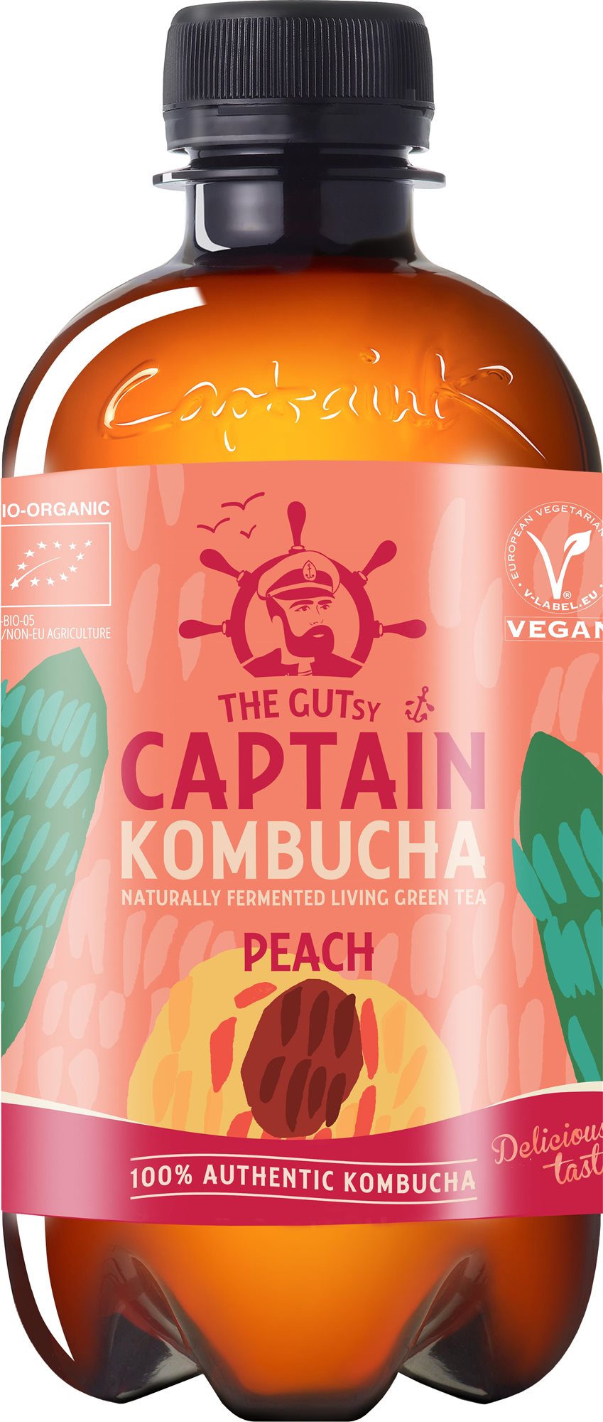Captain Kombucha Broskyňa 400 ml Nápoj