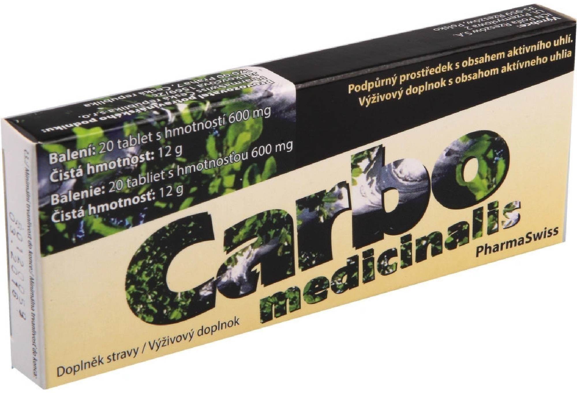 PharmaSwiss Carbo medicinalis 20 tablet Doplněk stravy