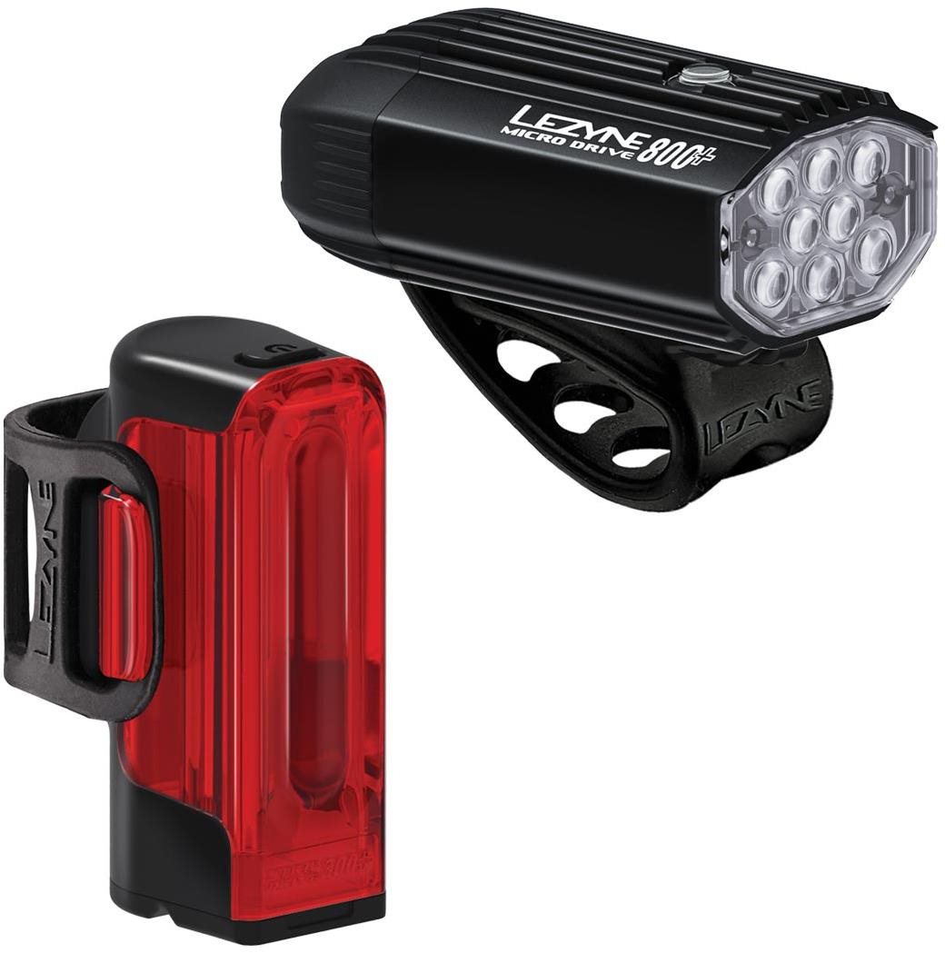 Lezyne Micro Drive 800+ / Strip Drive 300+ Pair Satin Black / Black...