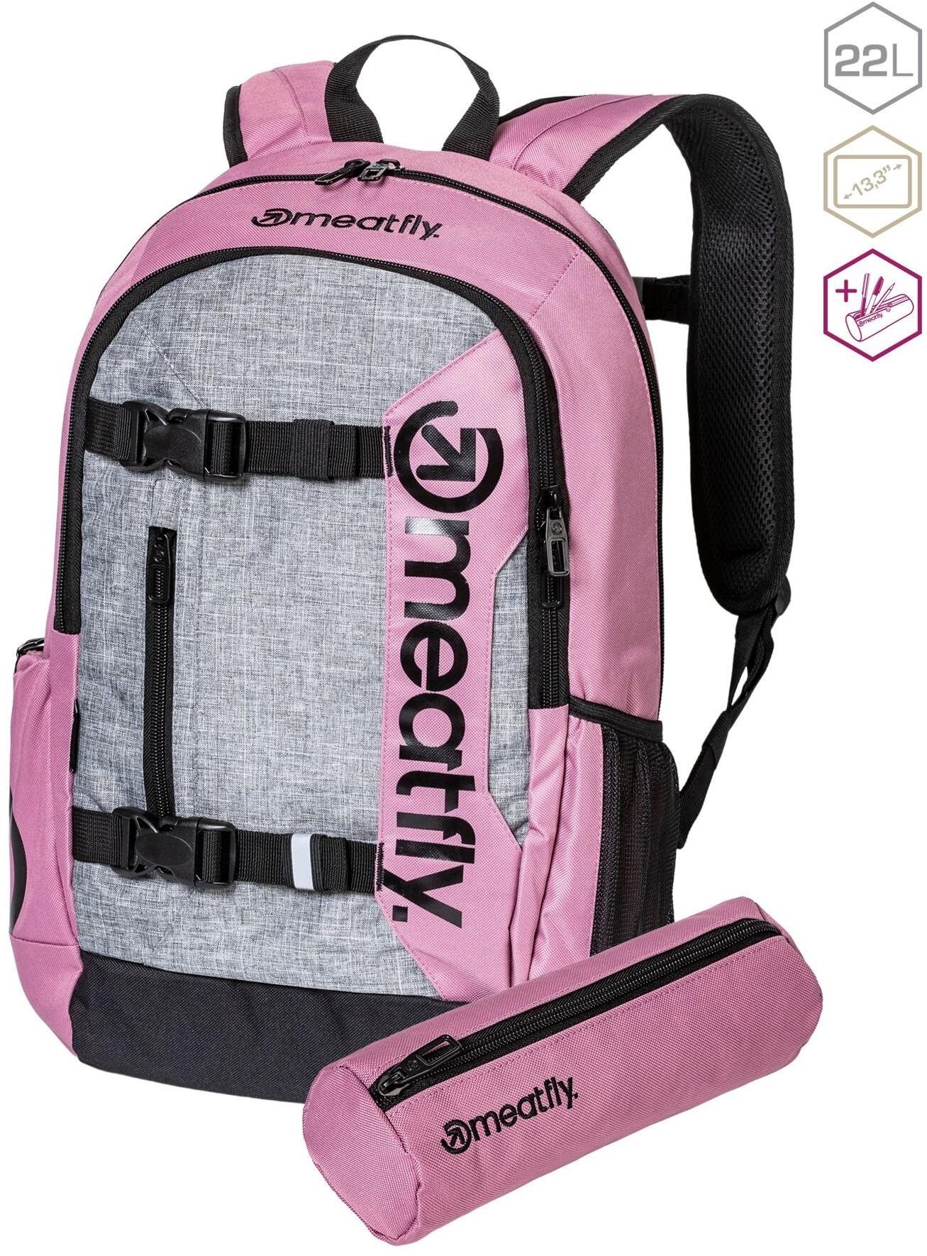Meatfly Basejumper Dusty Rose/Grey 22 l Školský batoh
