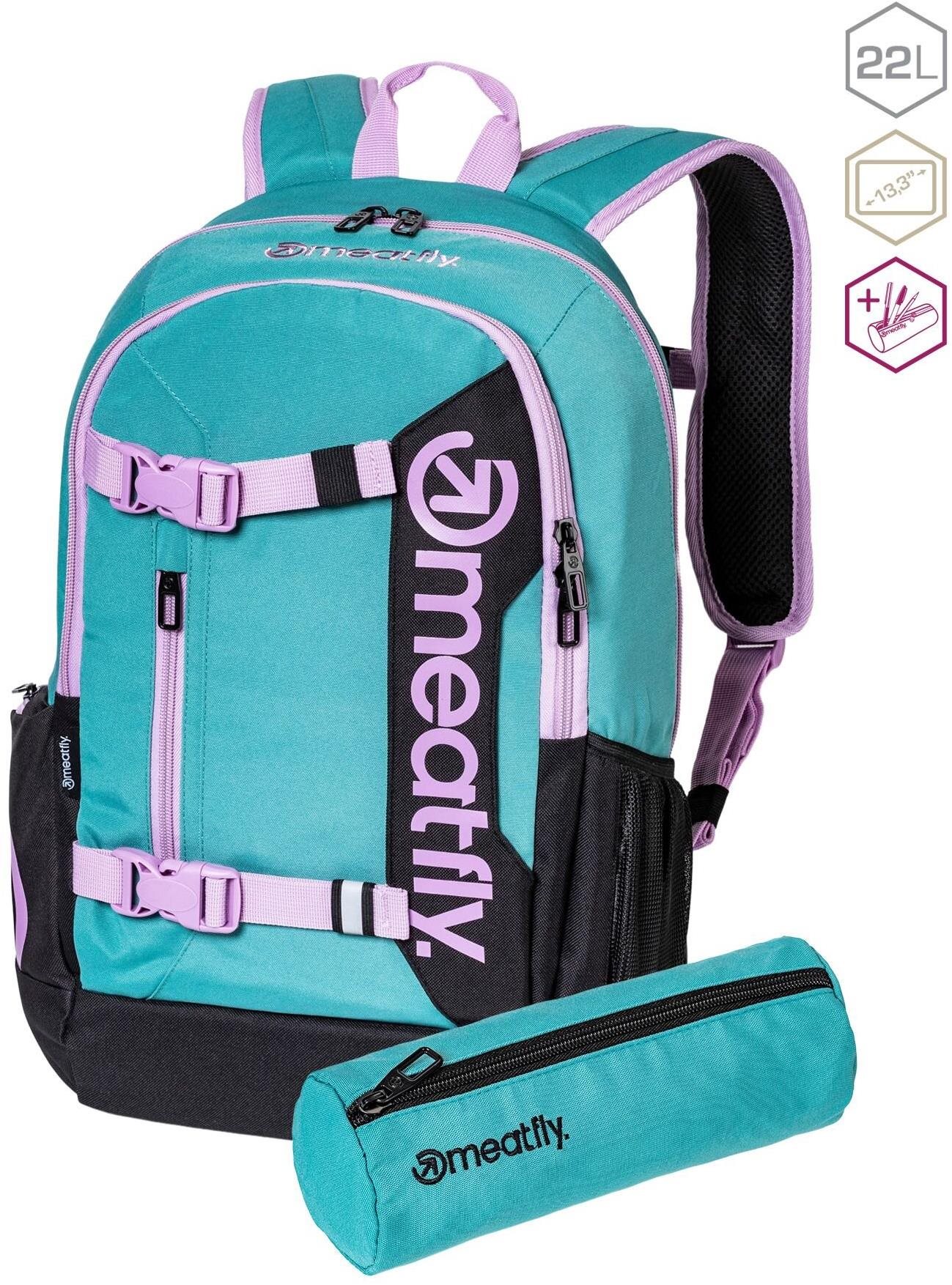 Meatfly Basejumper Green Moss/Black 22 l Školský batoh