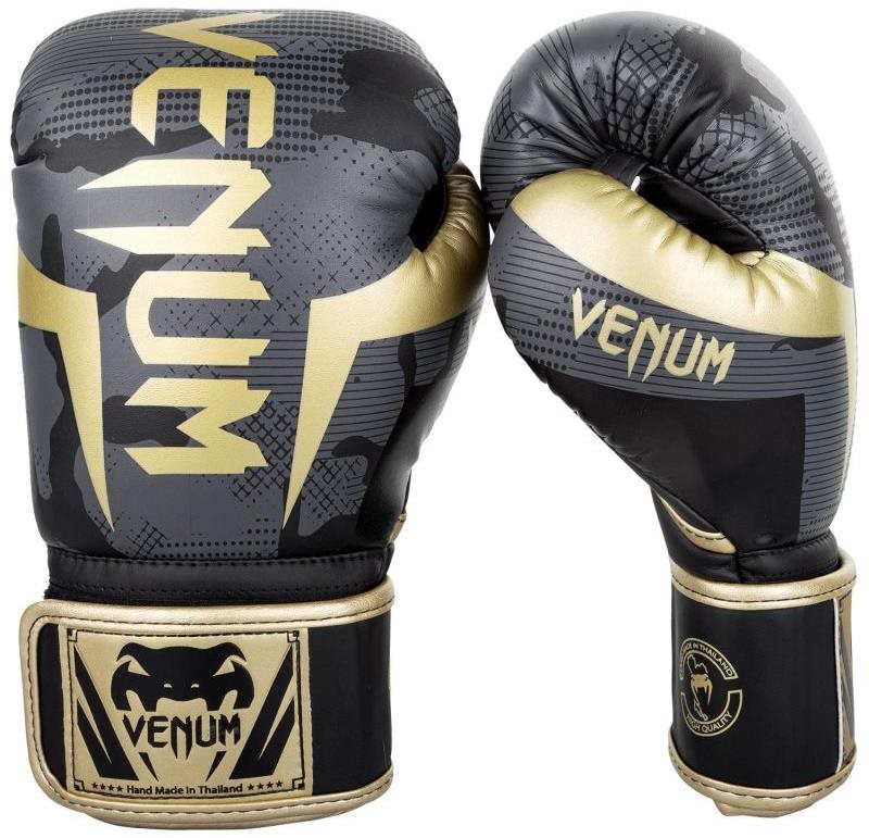 VENUM ELITE - maskáčově/zlaté vel. 16 oz Boxerské rukavice