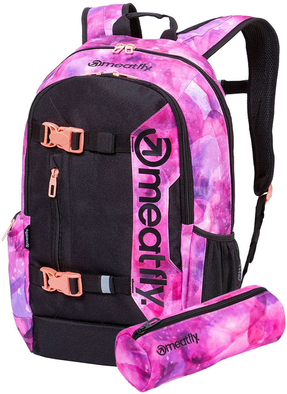 Meatfly Basejumper 6 Backpack, Universe Pink, Black Školský batoh