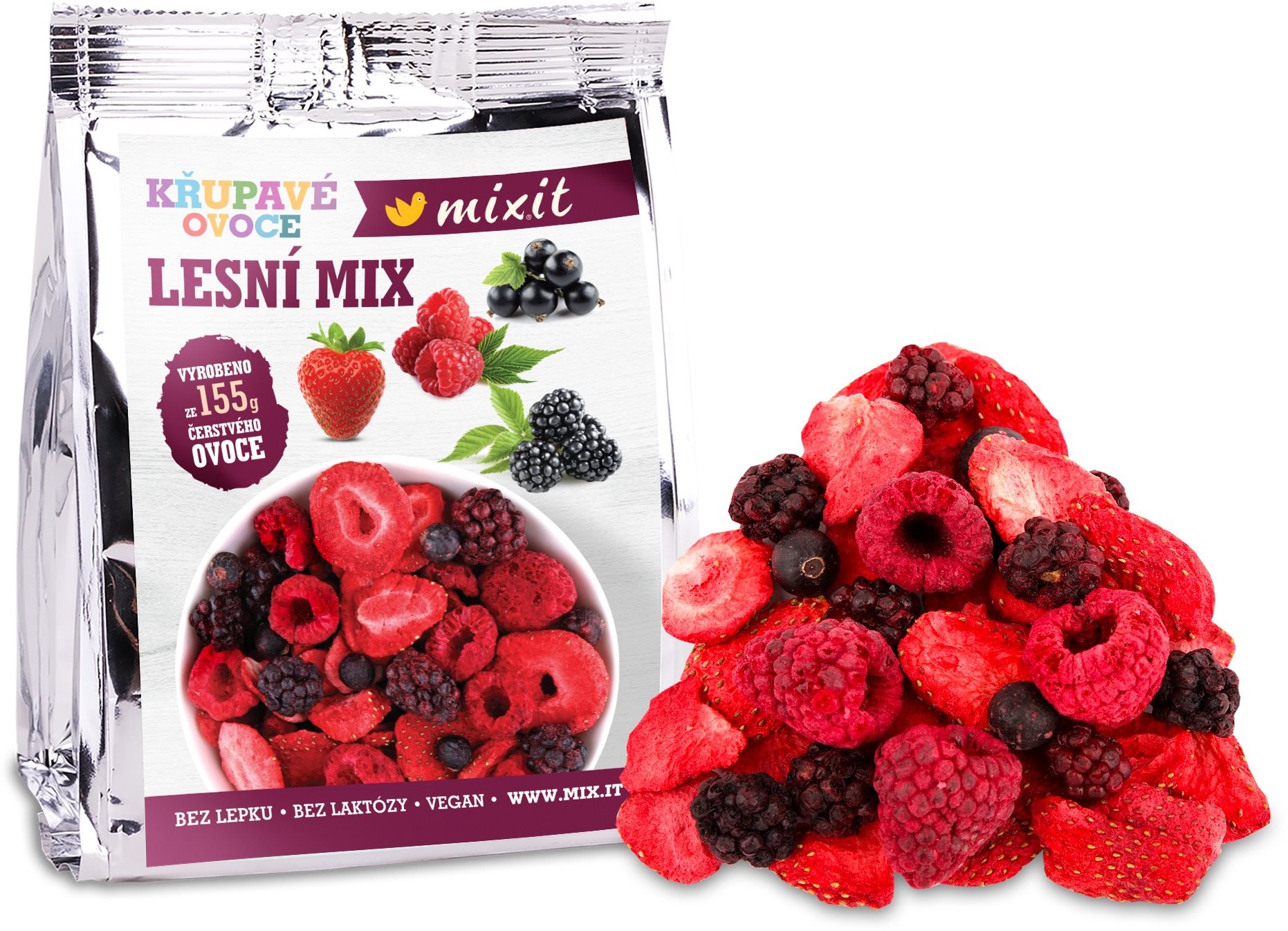 Mixit Chrumkavé ovocie do vrecka – Lesný mix Lyofilizované ovocie