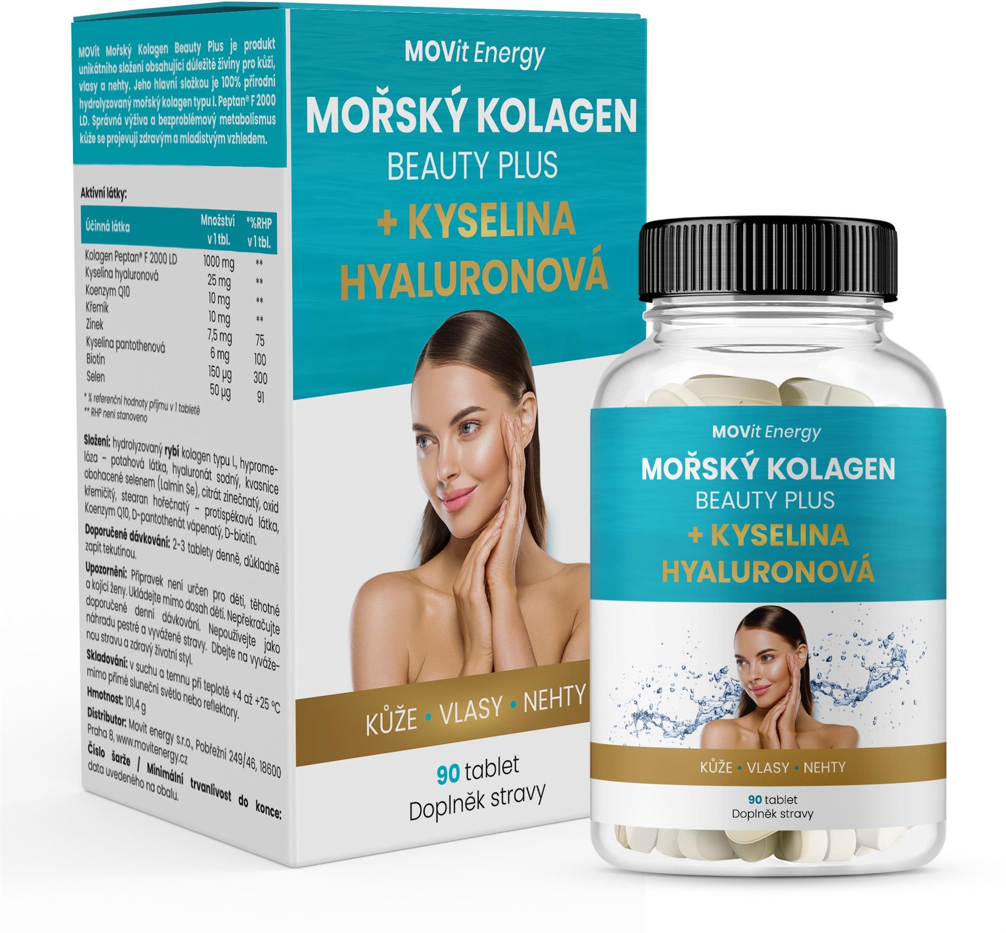 MOVit Morský Kolagén Beauty Plus + Kyselina hyalurónová 90 tabliet...