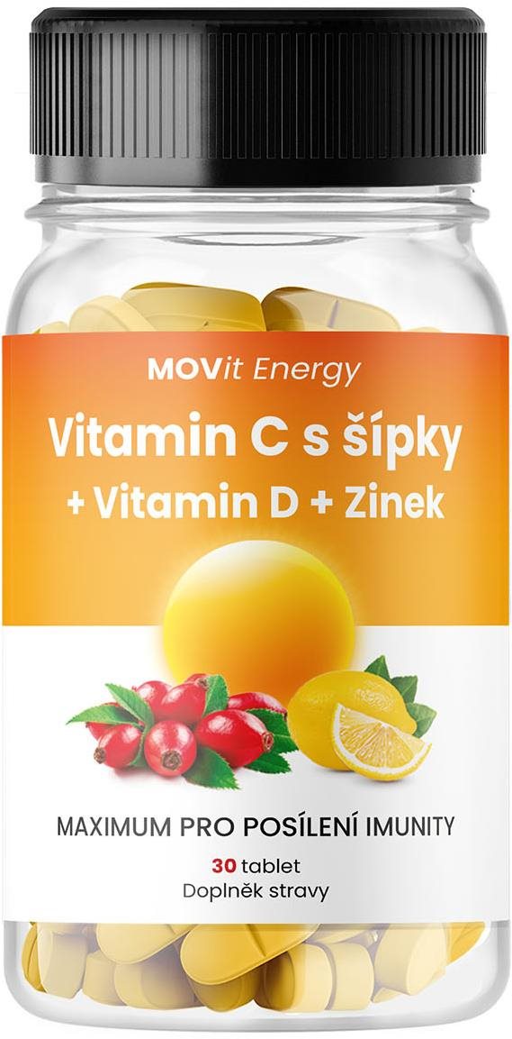 MOVit Vitamin C 1200 mg s šípky + Vitamin D + Zinek Premium, 30...