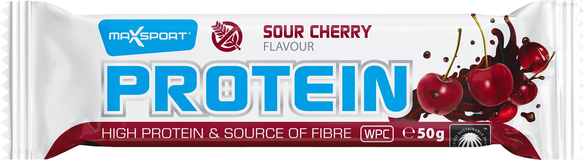 MaxSport proteín GF 50 g, cherry Proteínová tyčinka