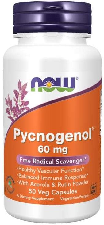 NOW Pycnogenol s Acerolou a Rutinem, 60 mg Doplněk stravy