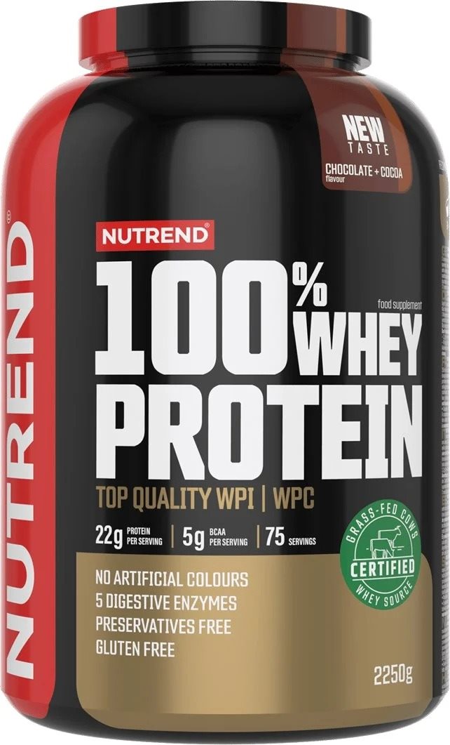 Nutrend 100 % Whey Protein, 2 250 g, čokoláda+kakao Proteín