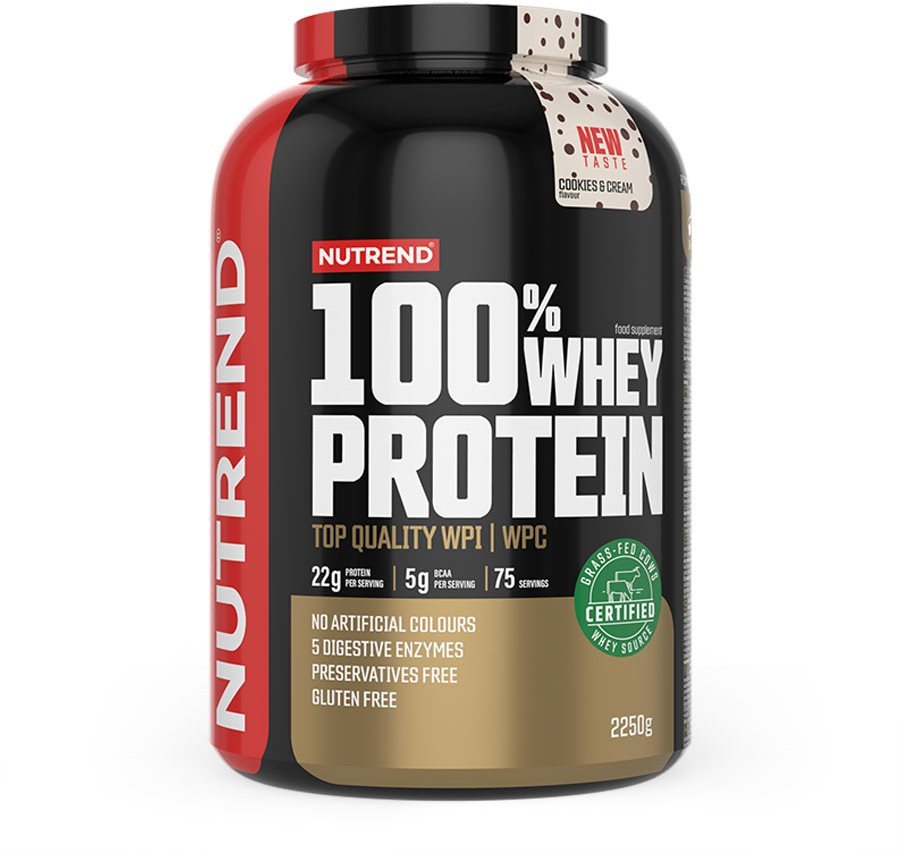 Nutrend 100 % Whey Protein 2250 g, cookies-cream Proteín