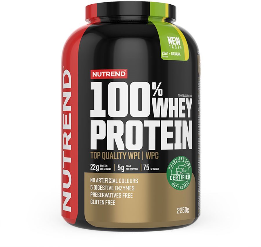 Nutrend 100 % Whey Protein 2250 g, kiwi + banán Proteín
