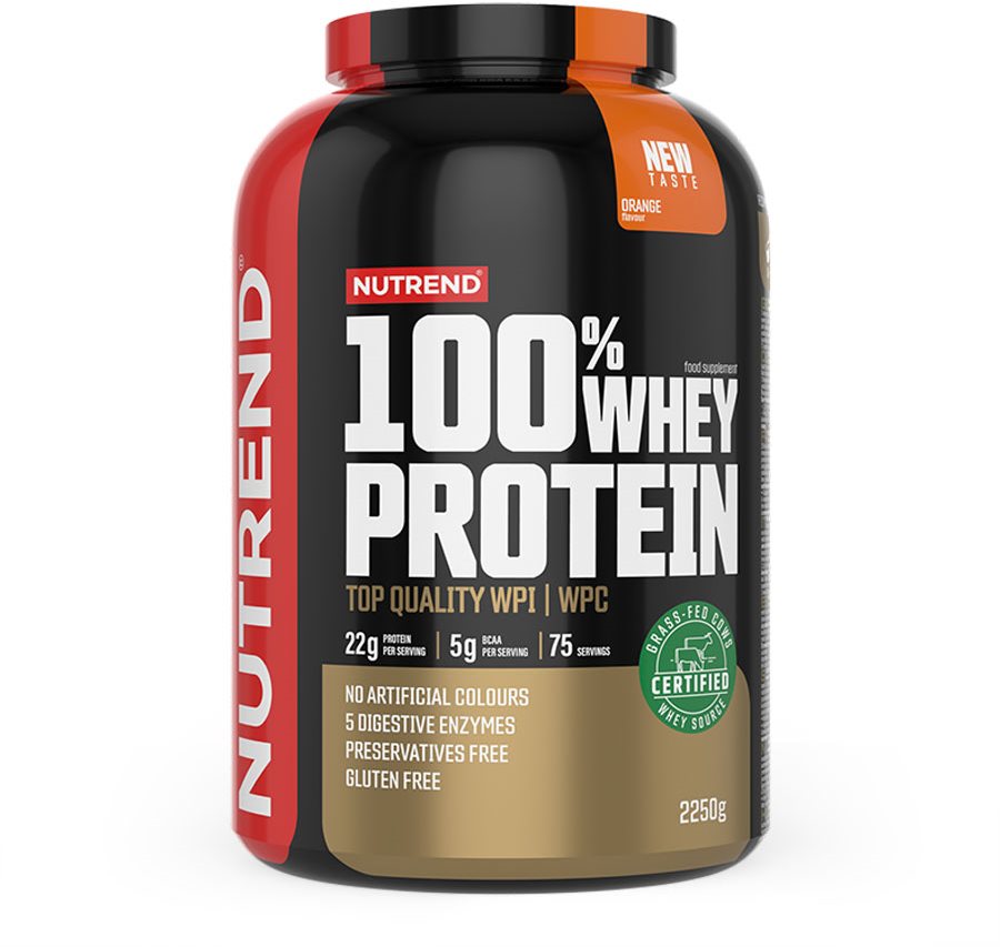 Nutrend 100 % Whey Protein 2250 g, pomaranč Proteín