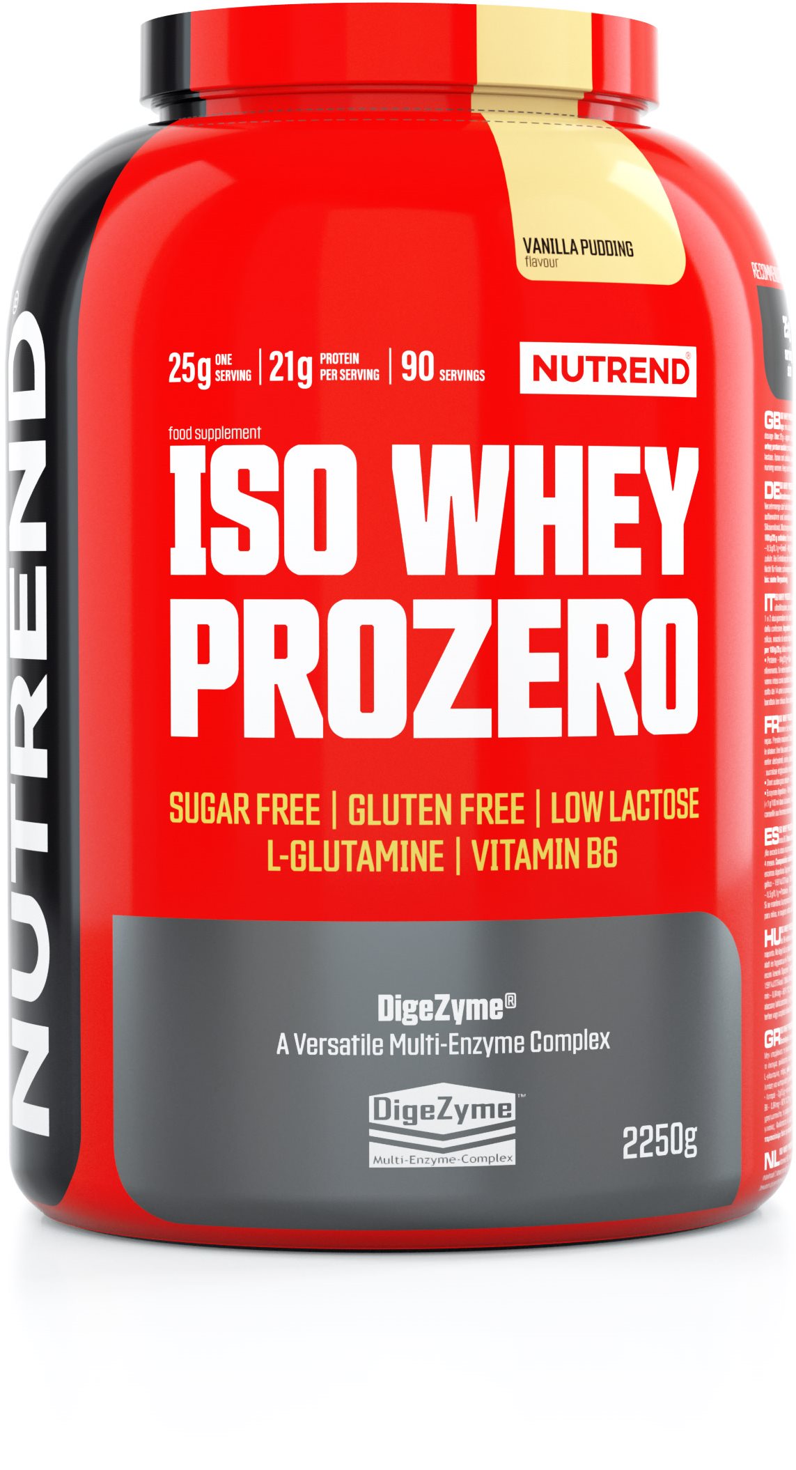 Nutrend ISO Whey Prozero - Vanília puding, 2250 g Protein