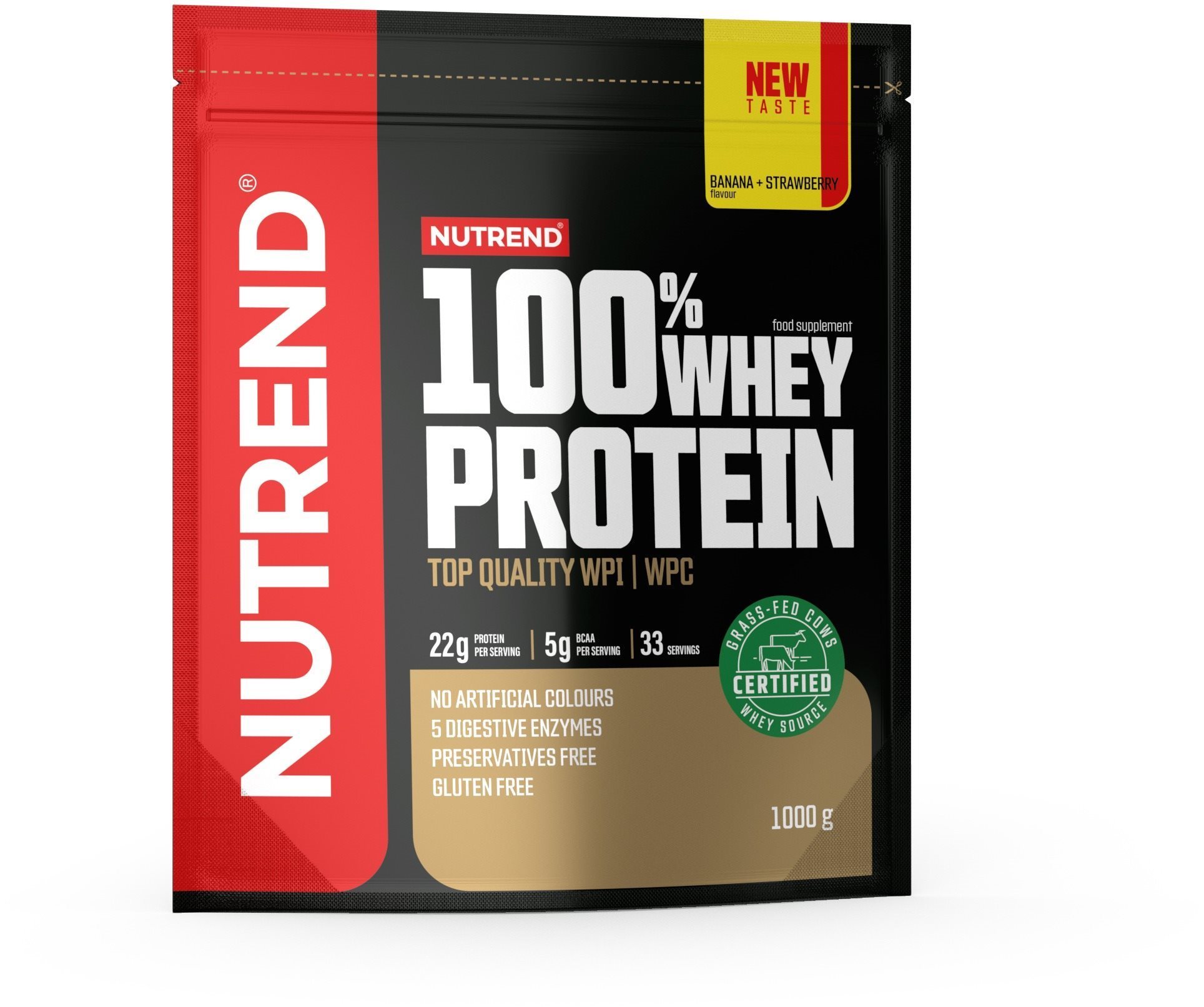 Nutrend 100% Whey Protein 1000 g, banán+jahoda Protein