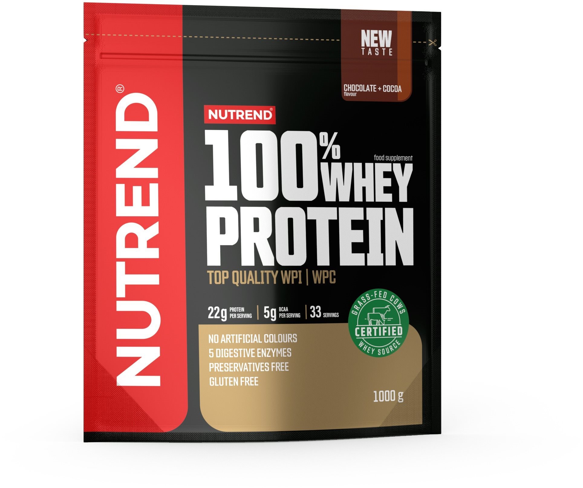 Nutrend 100% Whey Protein 1000 g, čokoláda + kakao Proteín