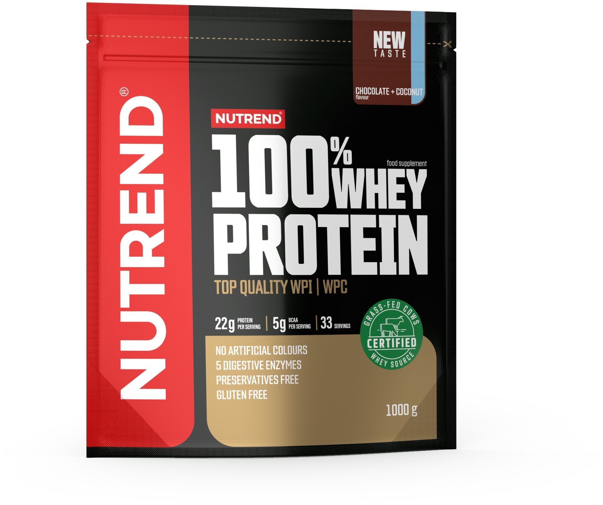 Nutrend 100% Whey Protein 1000 g, čokoláda + kokos Proteín