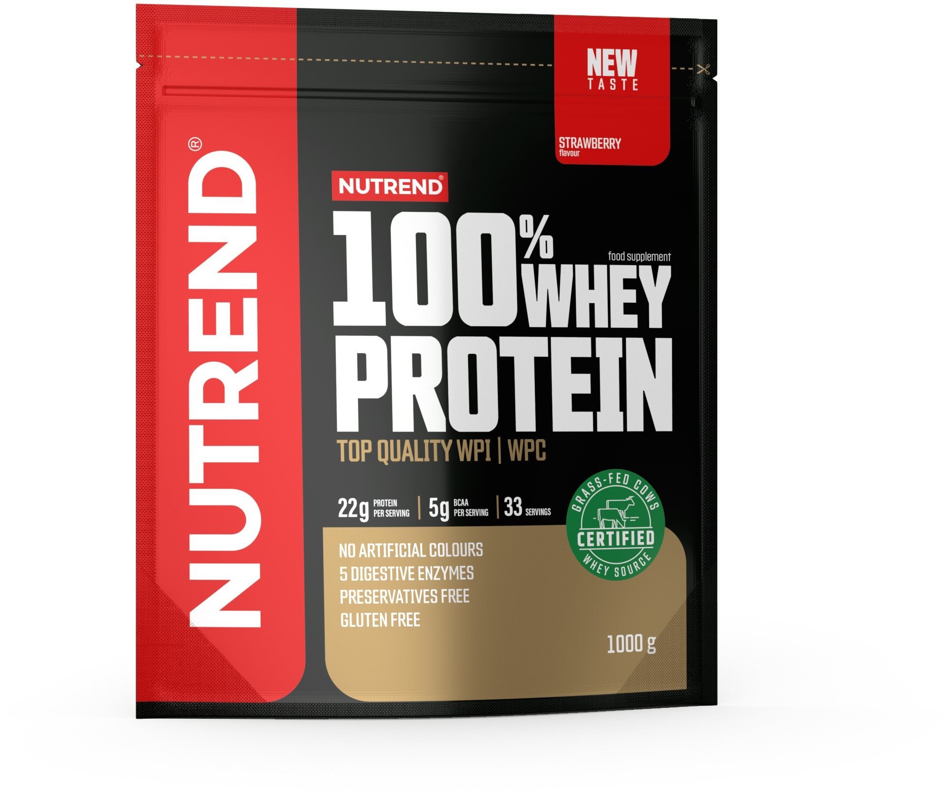 Nutrend 100% Whey Protein 1000 g, jahoda Proteín