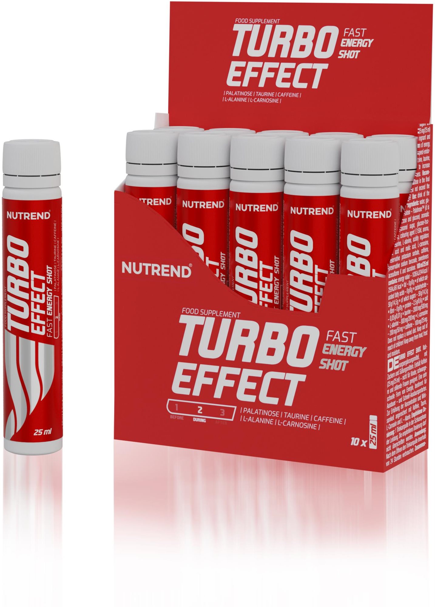 Nutrend Turbo Effect shot, 10× 25 ml Energetický nápoj