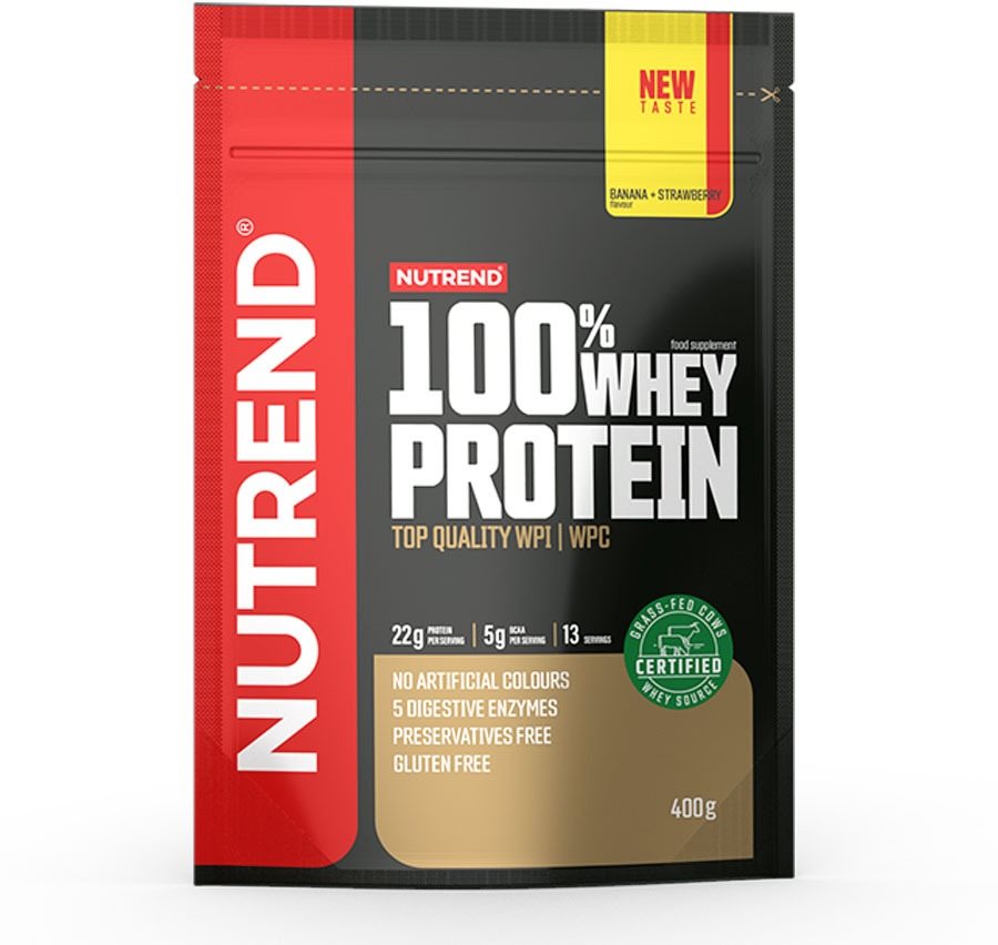 Nutrend 100% Whey Proteín 400 g, banán+jahoda Proteín