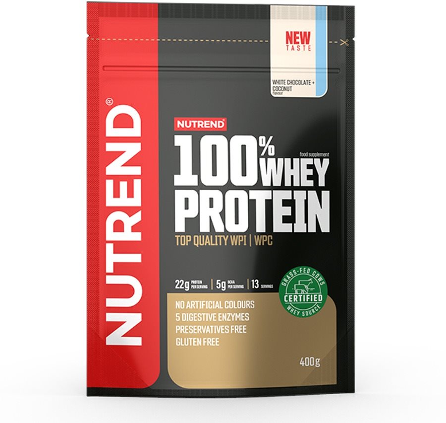 Nutrend 100% Whey Protein 400 g, fehér csokoládé+kókusz Protein