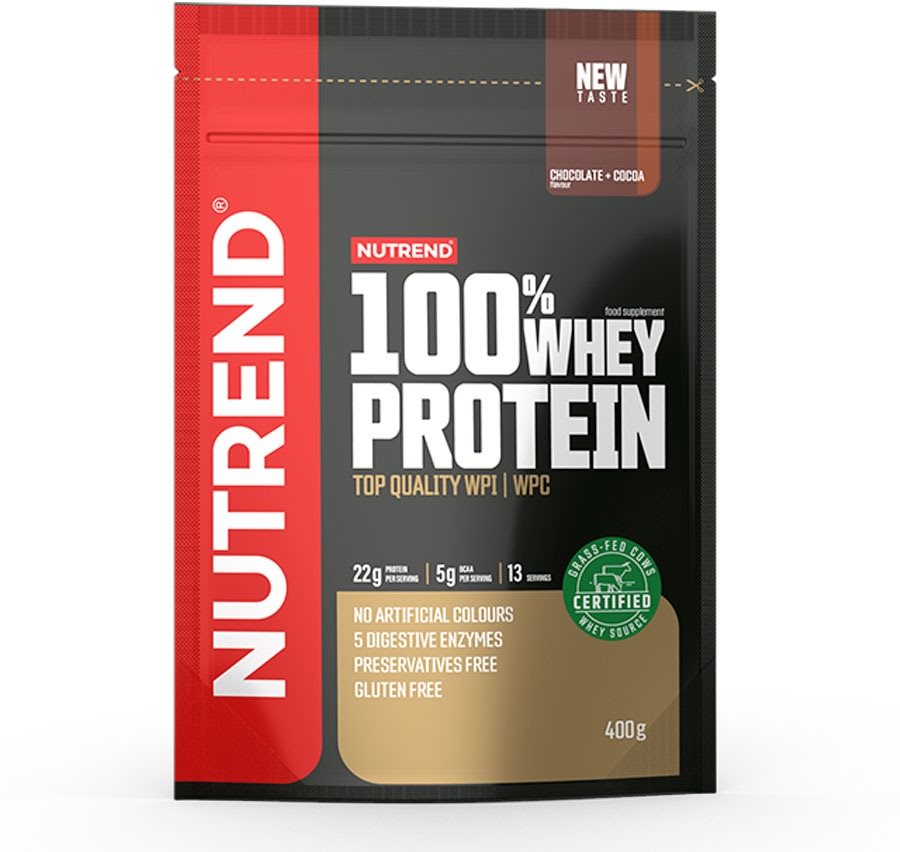 Nutrend 100 % Whey Protein 400 g, čokoláda + kakao Proteín