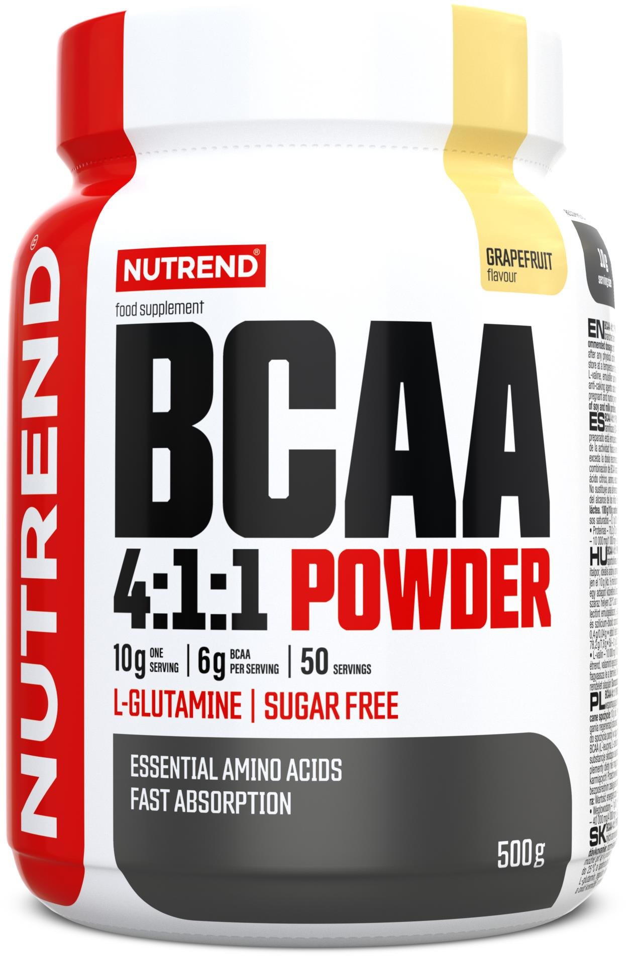 Nutrend BCAA 4 : 1 : 1 POWDER, 500 g, grep Aminokyseliny