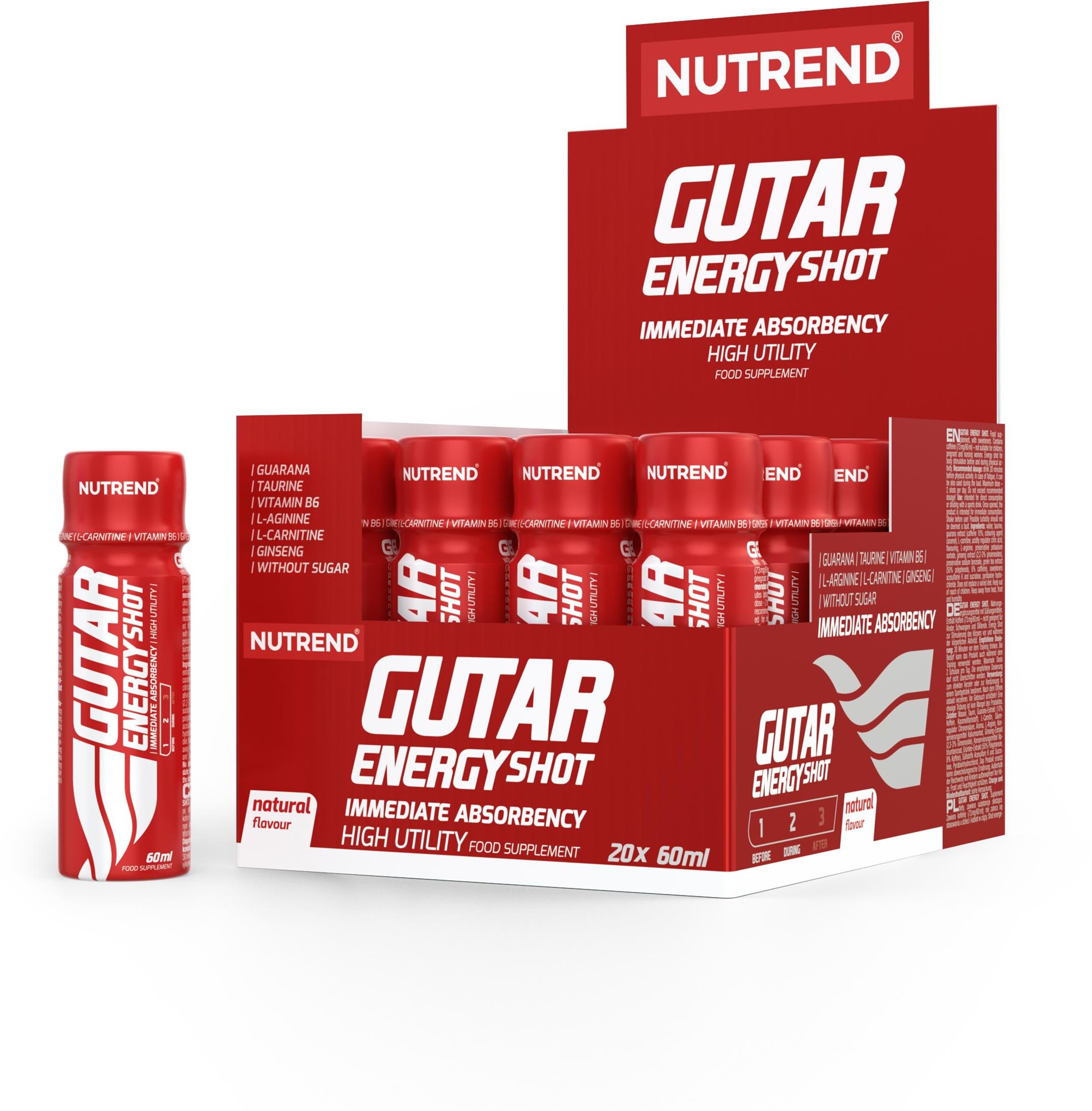 Nutrend Gutar Energy Shot 20x60 ml, natural Energetický nápoj