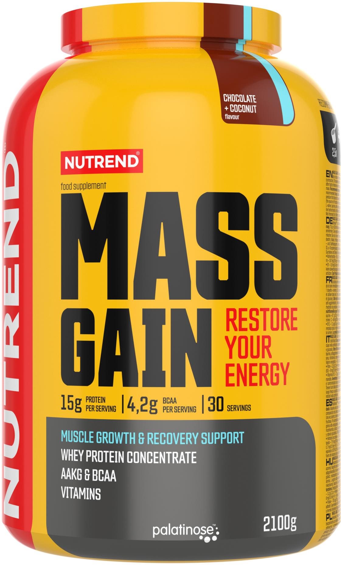 Nutrend Mass Gain 2100 g, csokoládé+kókuszdió Testtömegnövelő