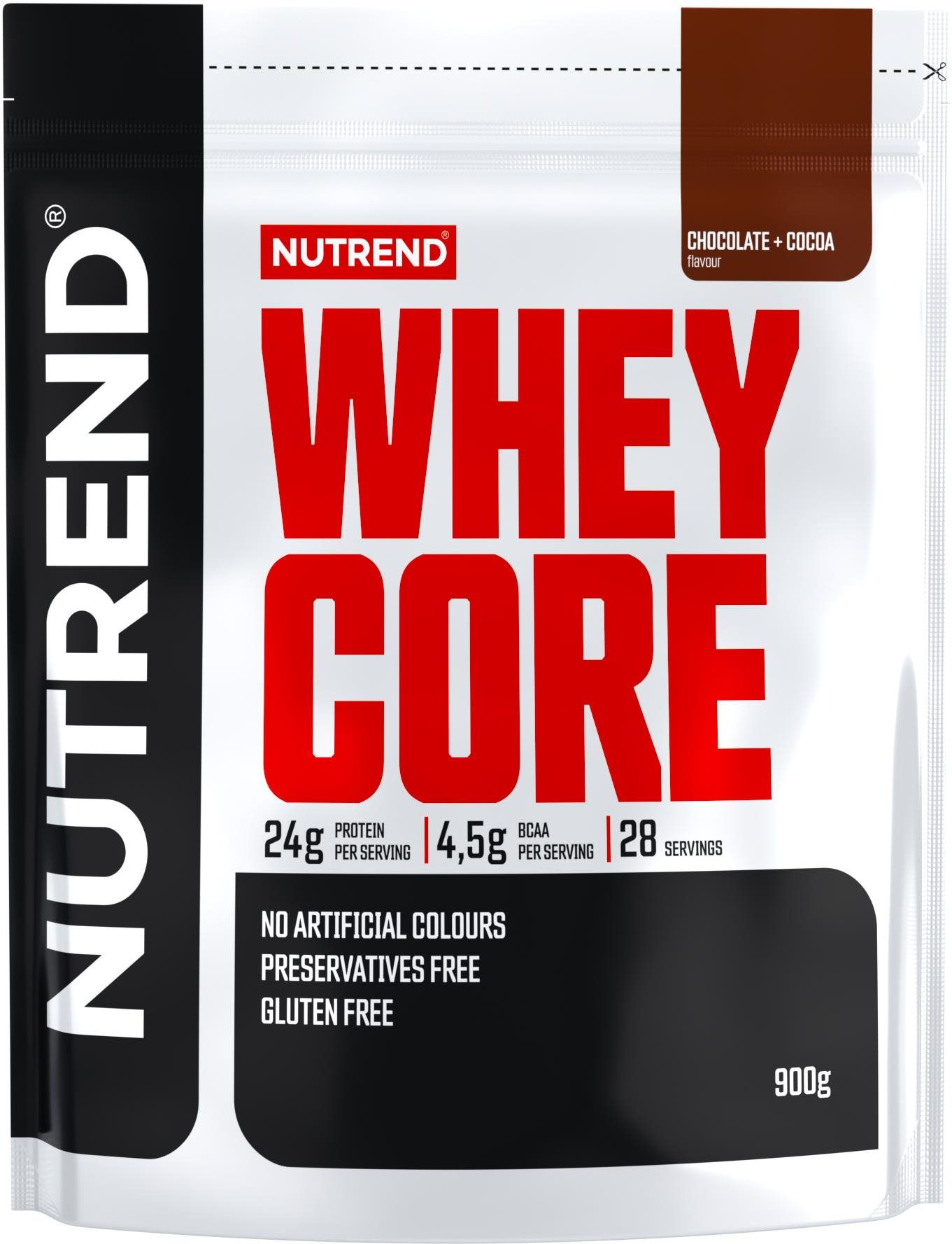 Nutrend WHEY CORE 900 g, csokoládé+kakaó Protein