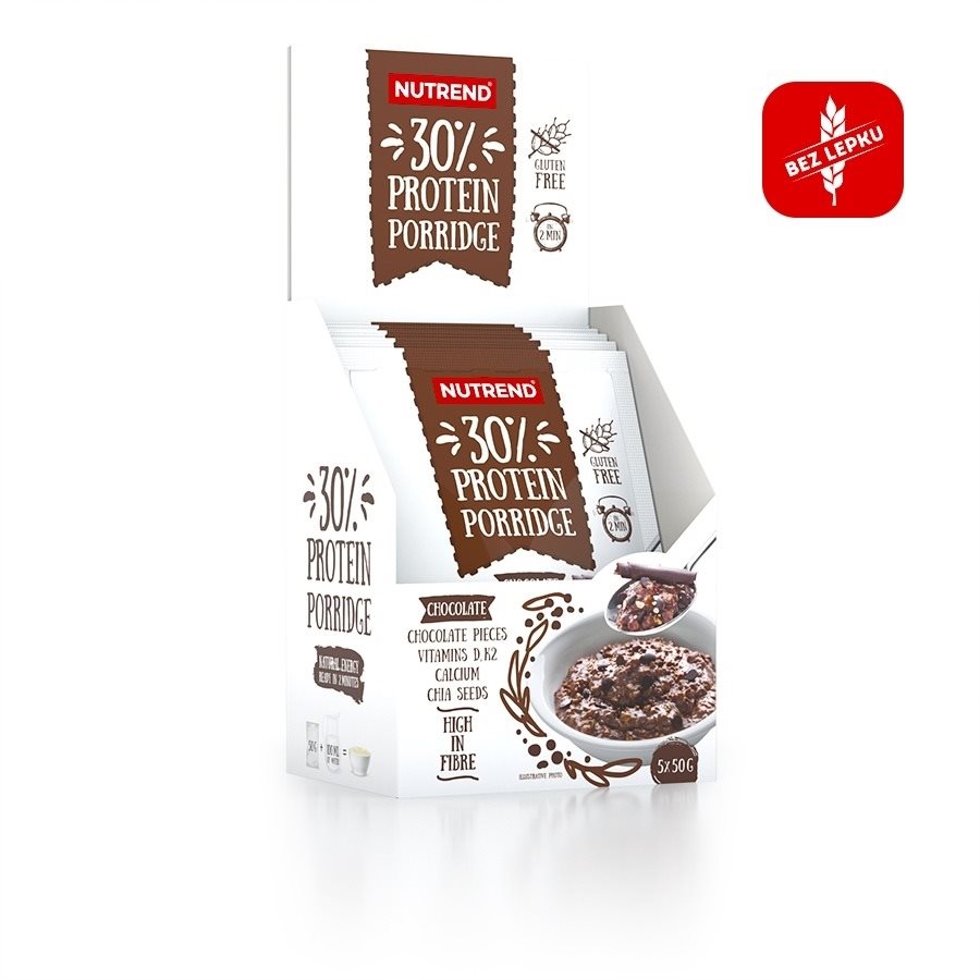 Nutrend Proteín Porridge, 5 × 50 g, čokoláda Proteínová kaša