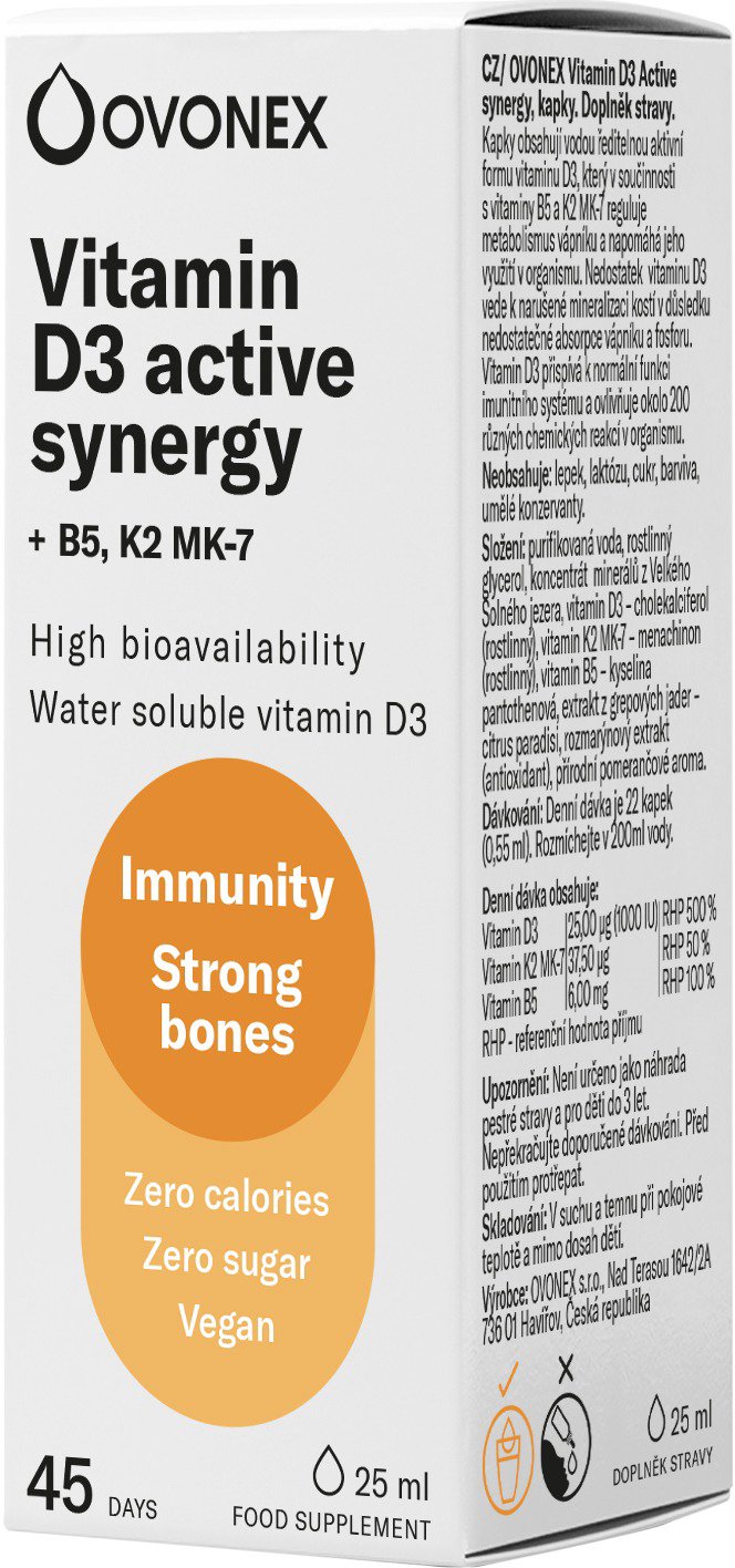 Ovonex vitamín D3 active synergy 25 ml Vitamín D