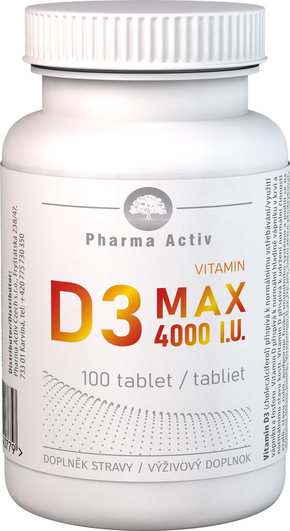 Pharma Activ Vitamin D3 Max 4000 I.U. 100 tablet Vitamín D