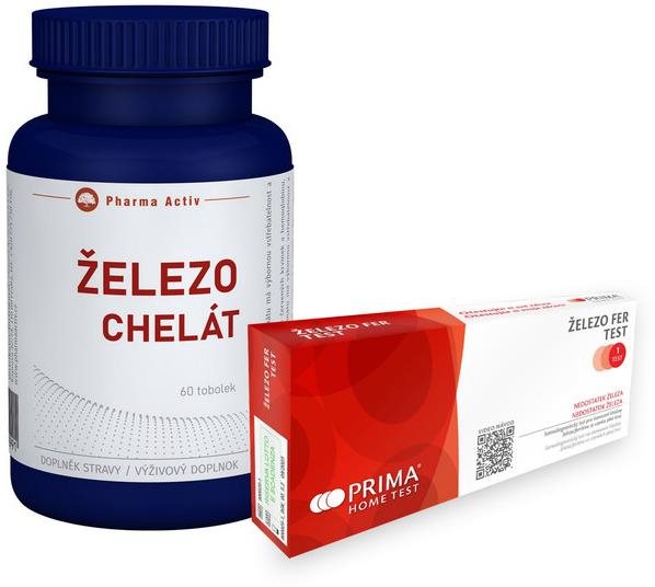 Pharma Activ Železo Chelát 60 tobolek + Železo fer test 1 ks Železo