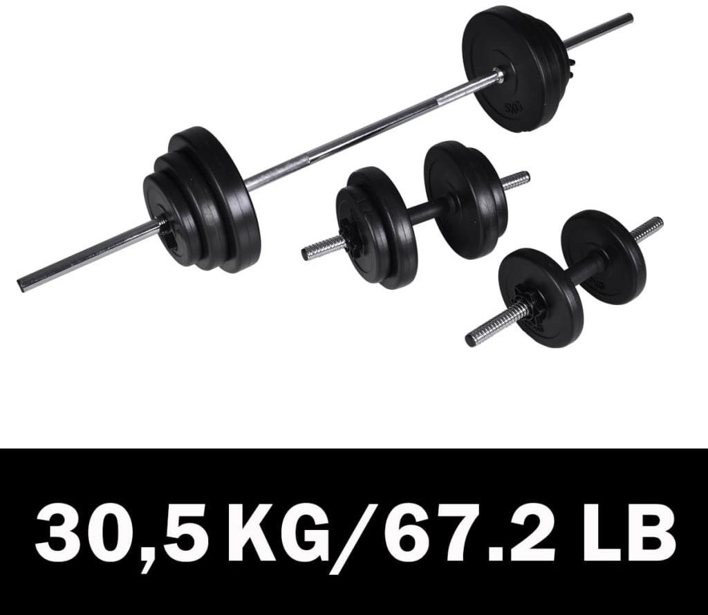 SHUMEE Set 2 činek + vzpěračská činka 30,5 kg Sada činek