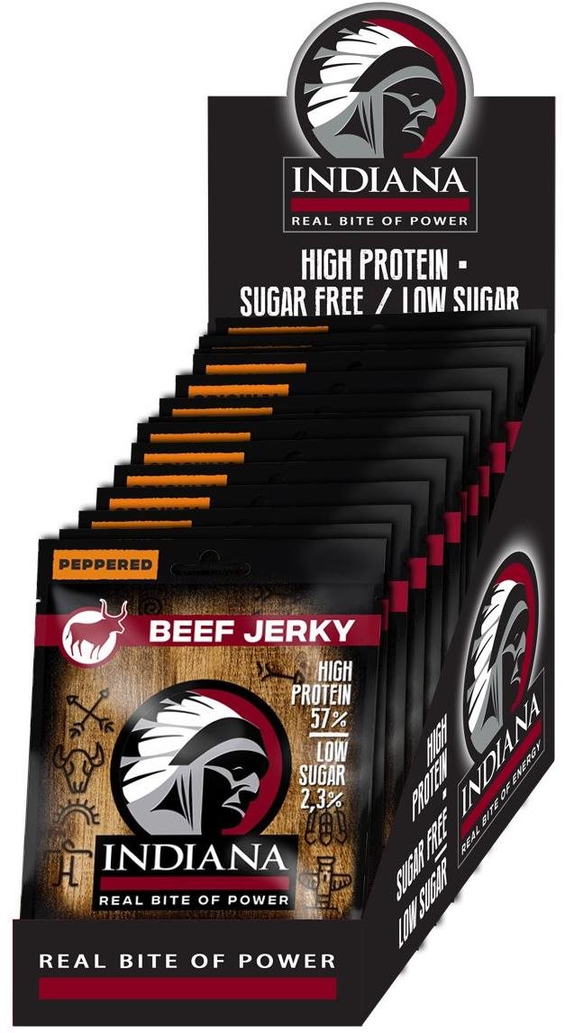 INDIANA Jerky hovädzie Peppered 15× 25 g display Sušené mäso