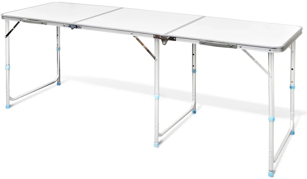 Skladací kempingový stôl s nastaviteľnou výškou, hliníkový 180 × 60...