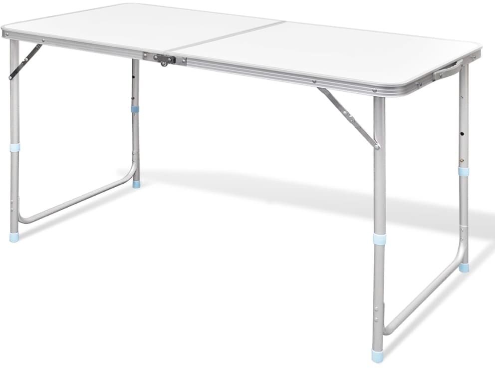 Skladací kempingový stôl s nastaviteľnou výškou, hliníkový 120 × 60...