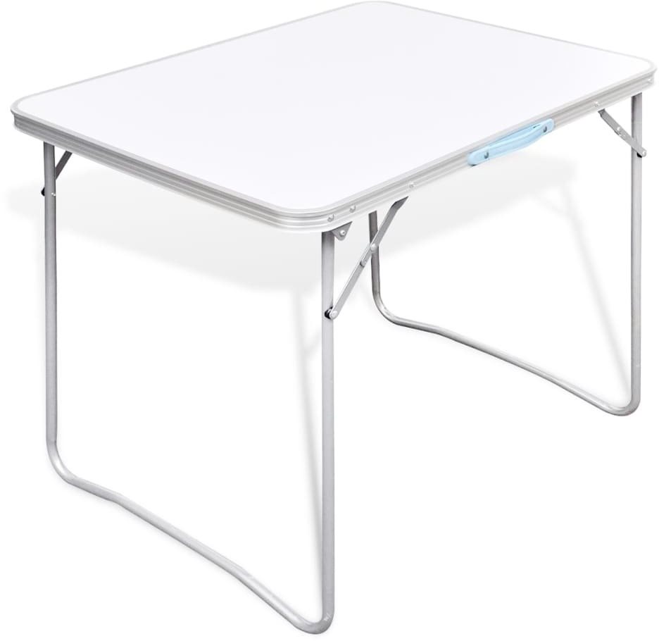 Skladací kempingový stôl s kovovým rámom 80 × 60 cm Kempingový stôl