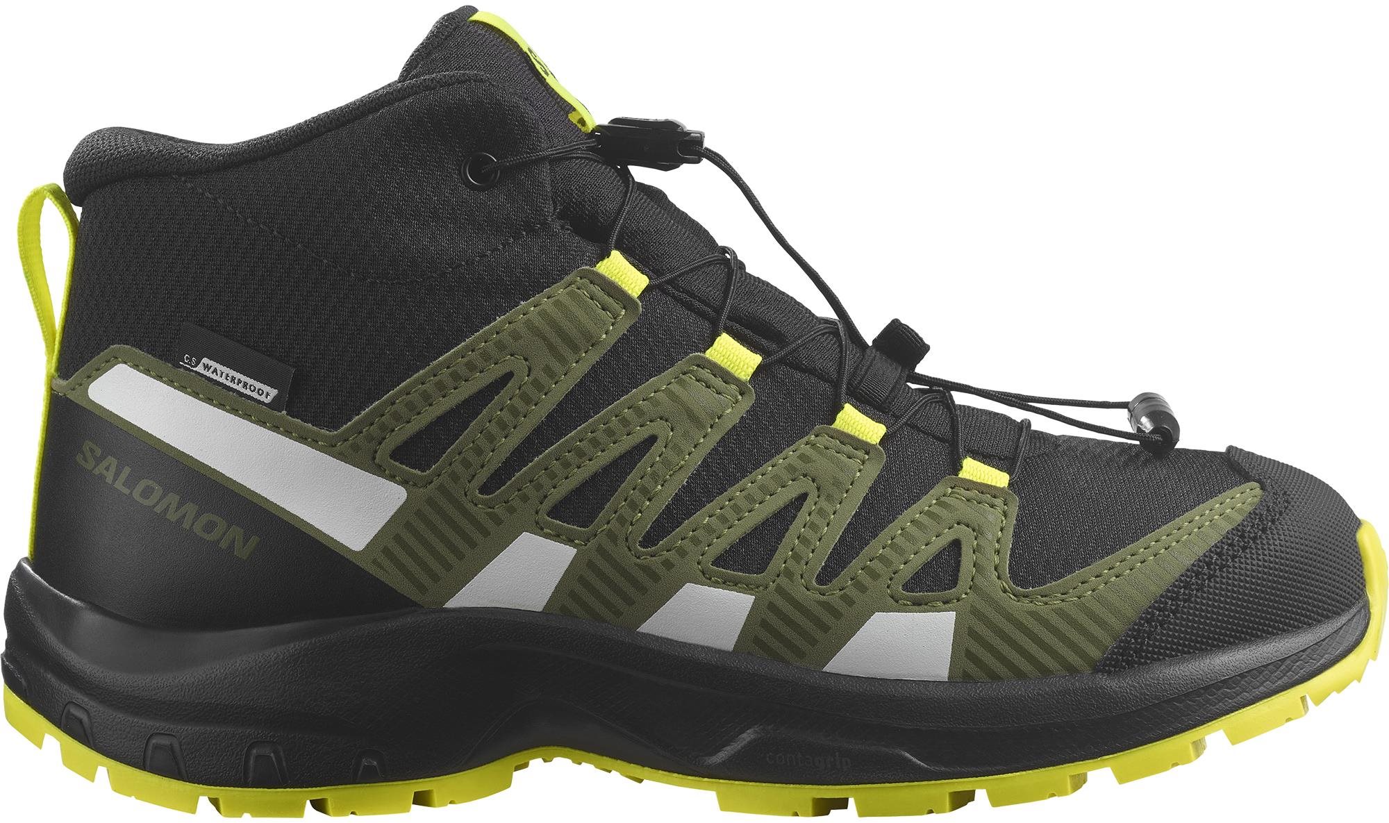 Salomon XA Pro V8 Mid CSWP J Black/Deep Lichen Green/Safety Yellow...