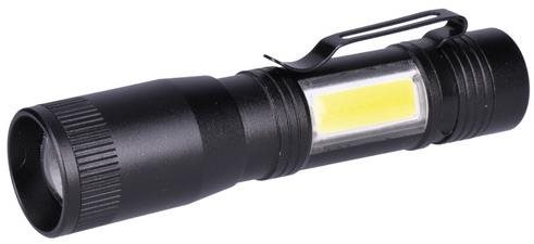 Solight LED kovový lampáš 3 W + COB, 150 + 60 lm, AA, čierny Baterka