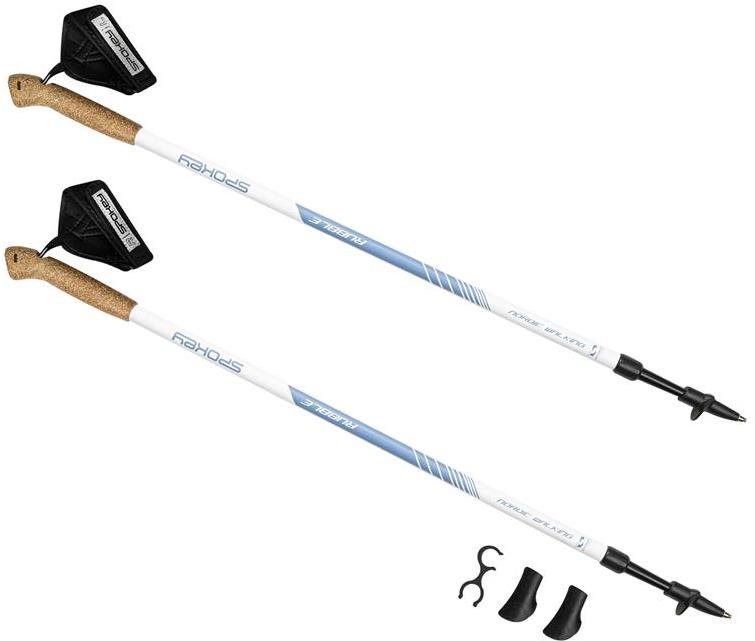 Spokey Rubble 2-dielne, bielo-modré Nordic walking palice