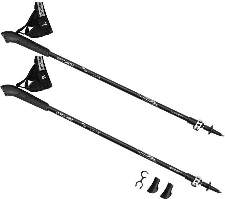 Spokey Wind 2-dielne, čierny mat Nordic walking palice