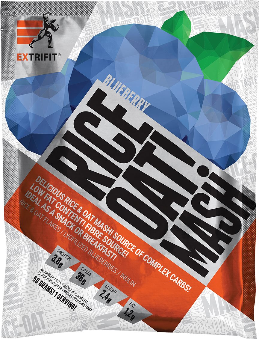 Extrifit Rice & Oat Mash 50 g blueberry Rýžová kaše