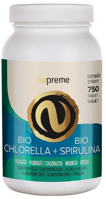 Nupreme BIO Chlorella + Spirulina 750 tbl. Doplnok stravy