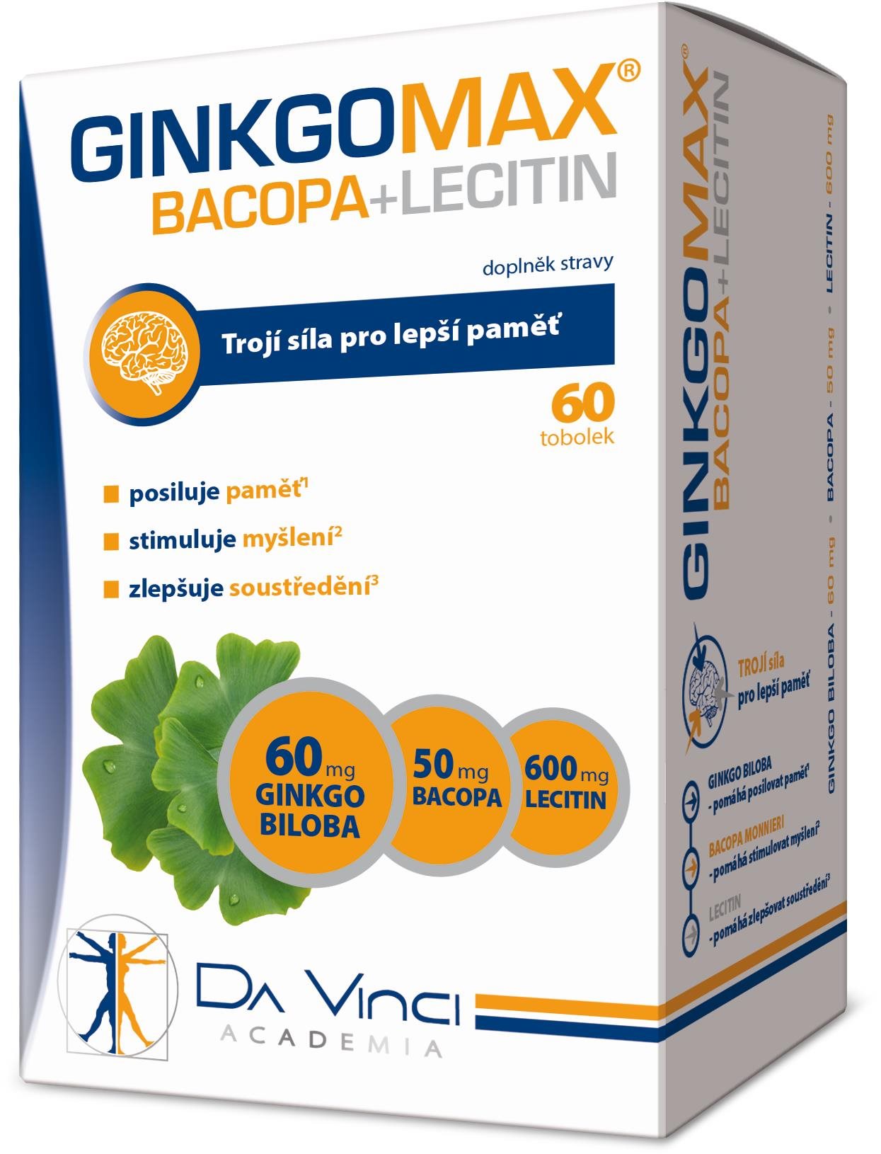GinkgoMAX+Bacopa+Lecitin DaVinciAcademia tob.60 Ginkgo Biloba